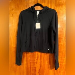 Fabletics Black Zip-Up Cropped Hoodie